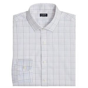 J. Crew Men's Slim Performance Plaid Long Sleeve Button Down Shirt White L NWT
